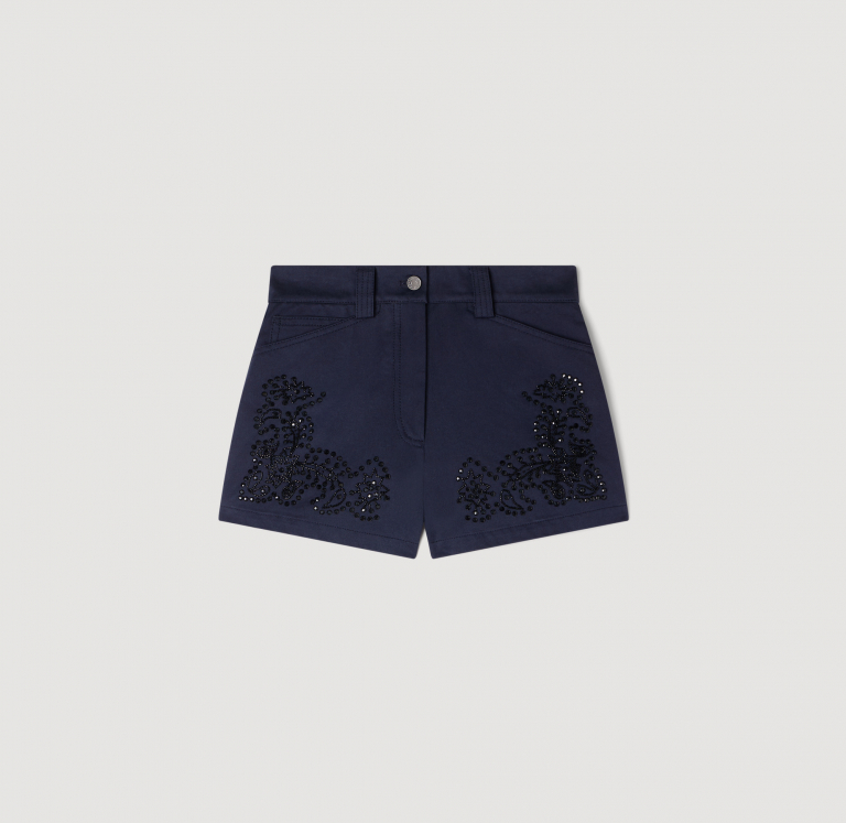 Жіночі сині шорти з вишивкою