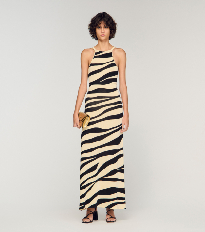 Жіноча в'язана сукня із зебровим принтом