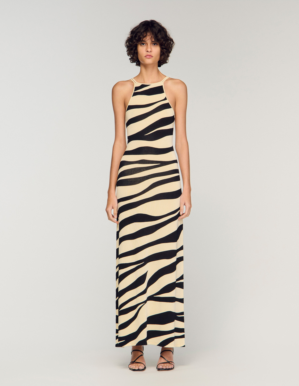 Жіноча в'язана сукня із зебровим принтом_6