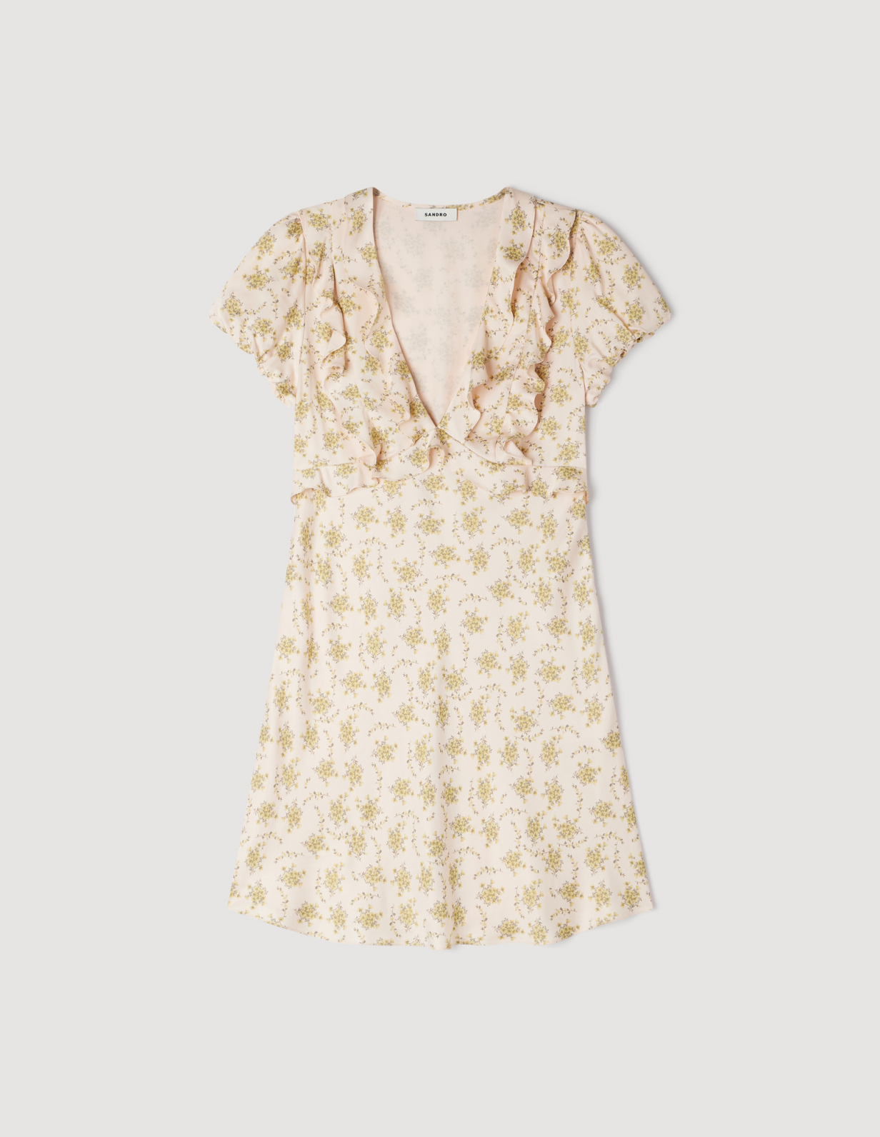 Женское короткое платье с цветочным принтом_6