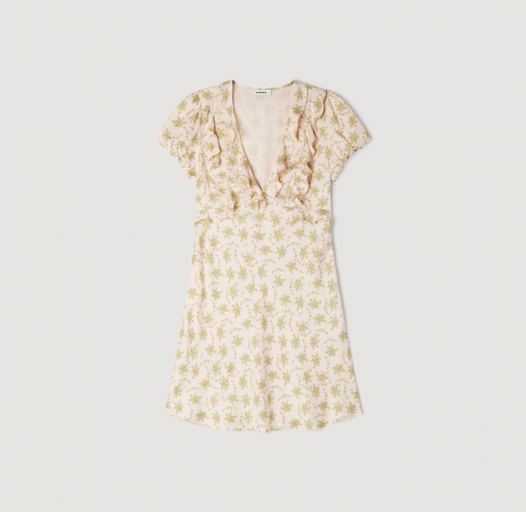 Женское короткое платье с цветочным принтом