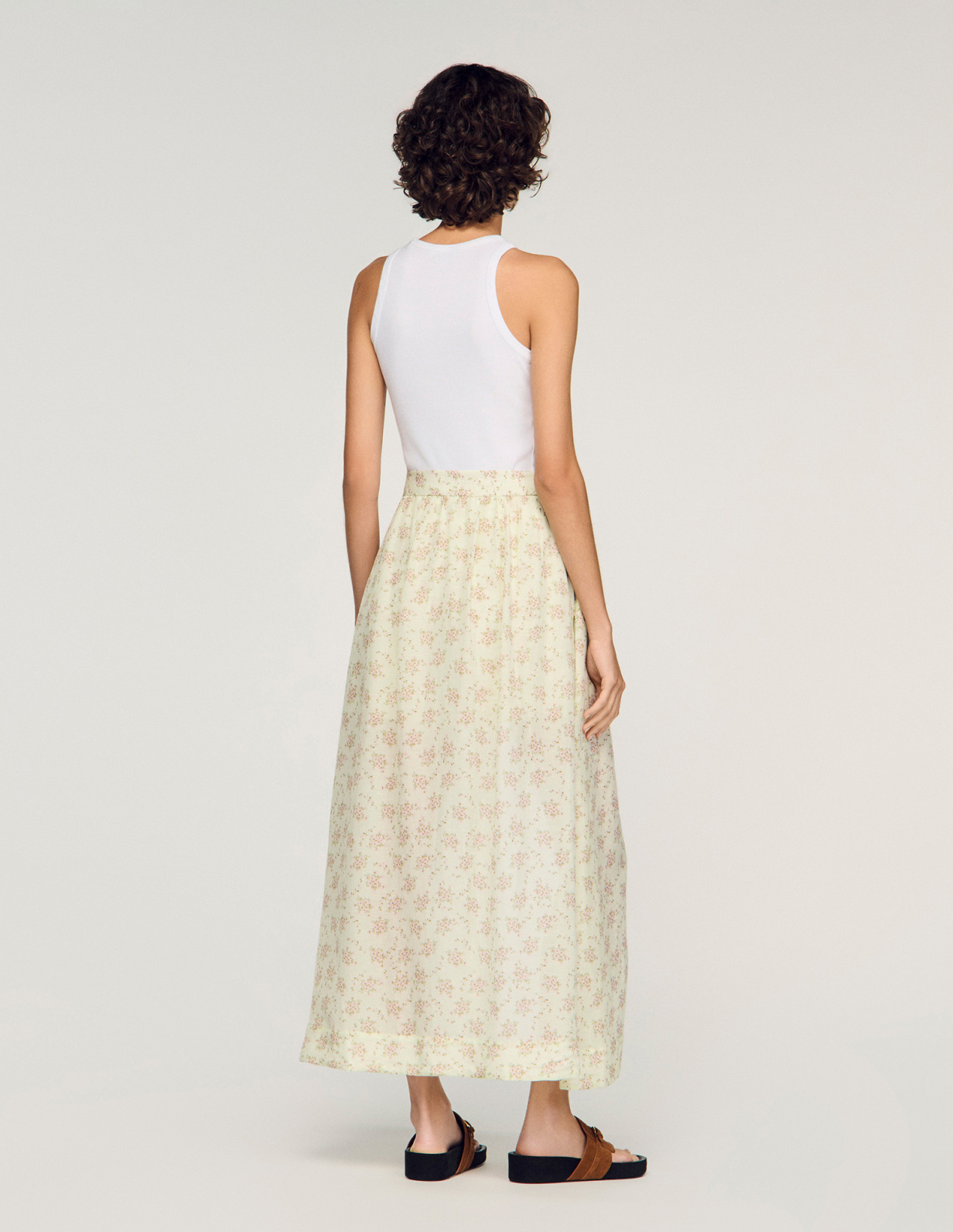 Жіноча довга спідниця-шорти з квітковим принтом_5