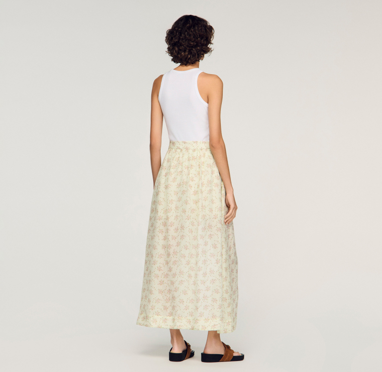 Жіноча довга спідниця-шорти з квітковим принтом