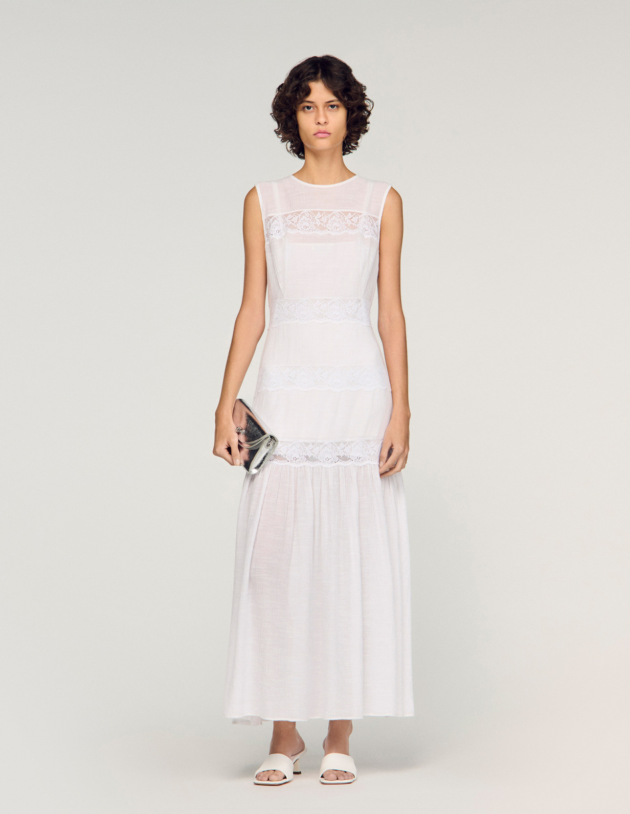 Жіноча біла сукня-максі з крепу_1