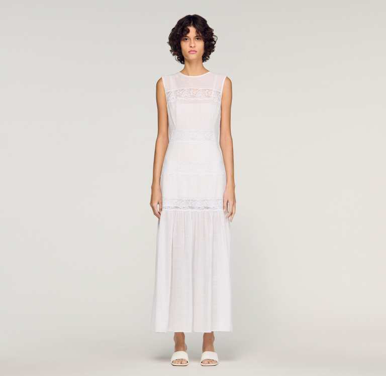 Жіноча біла сукня-максі з крепу