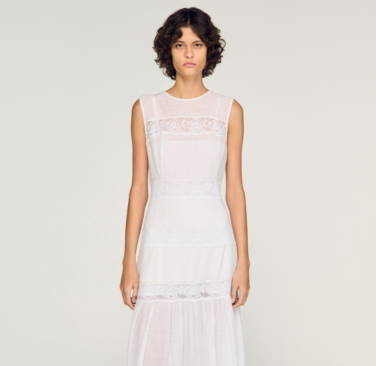 Жіноча біла сукня-максі з крепу