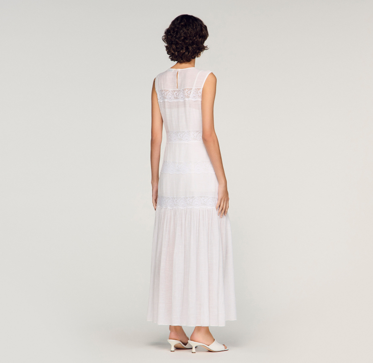 Жіноча біла сукня-максі з крепу