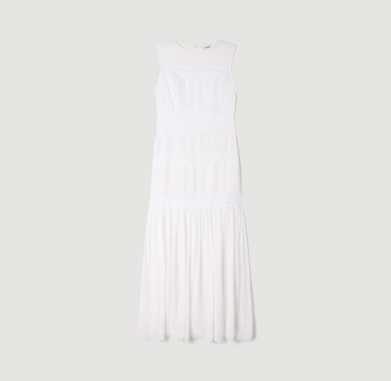 Жіноча біла сукня-максі з крепу