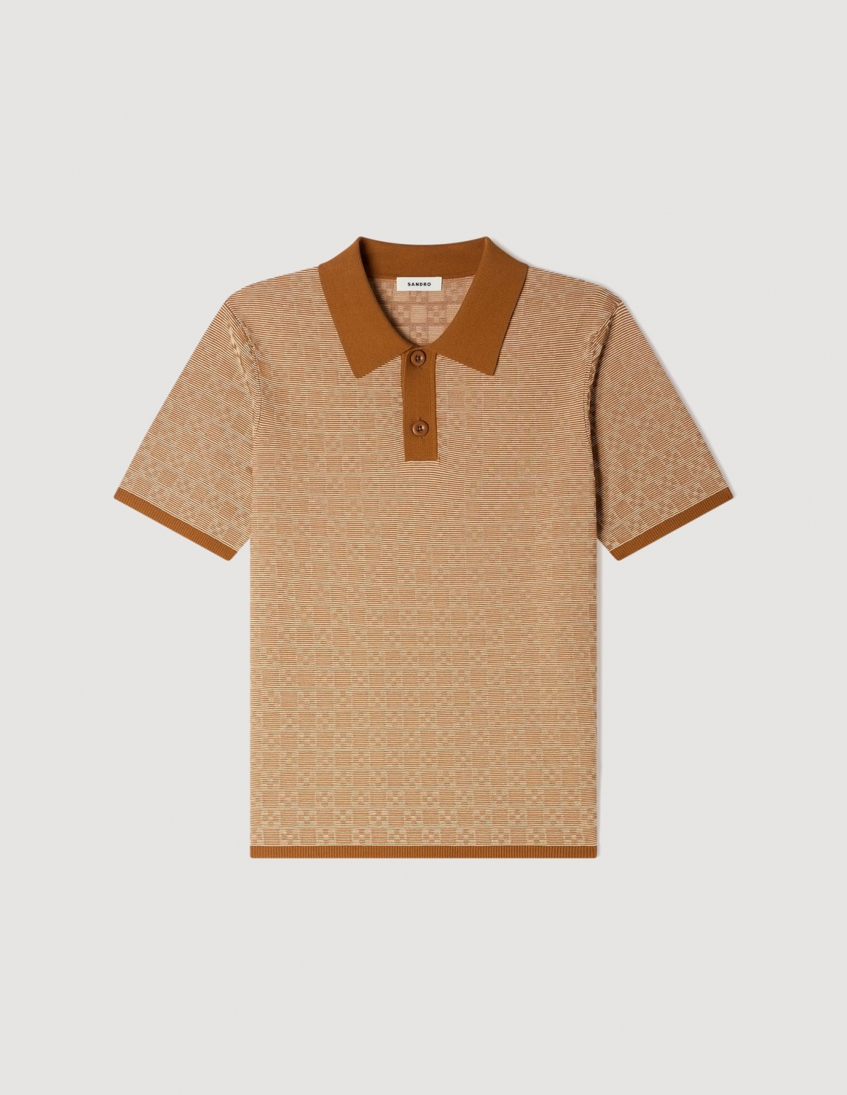 Мужское коричневое поло с геометрическим узором_6