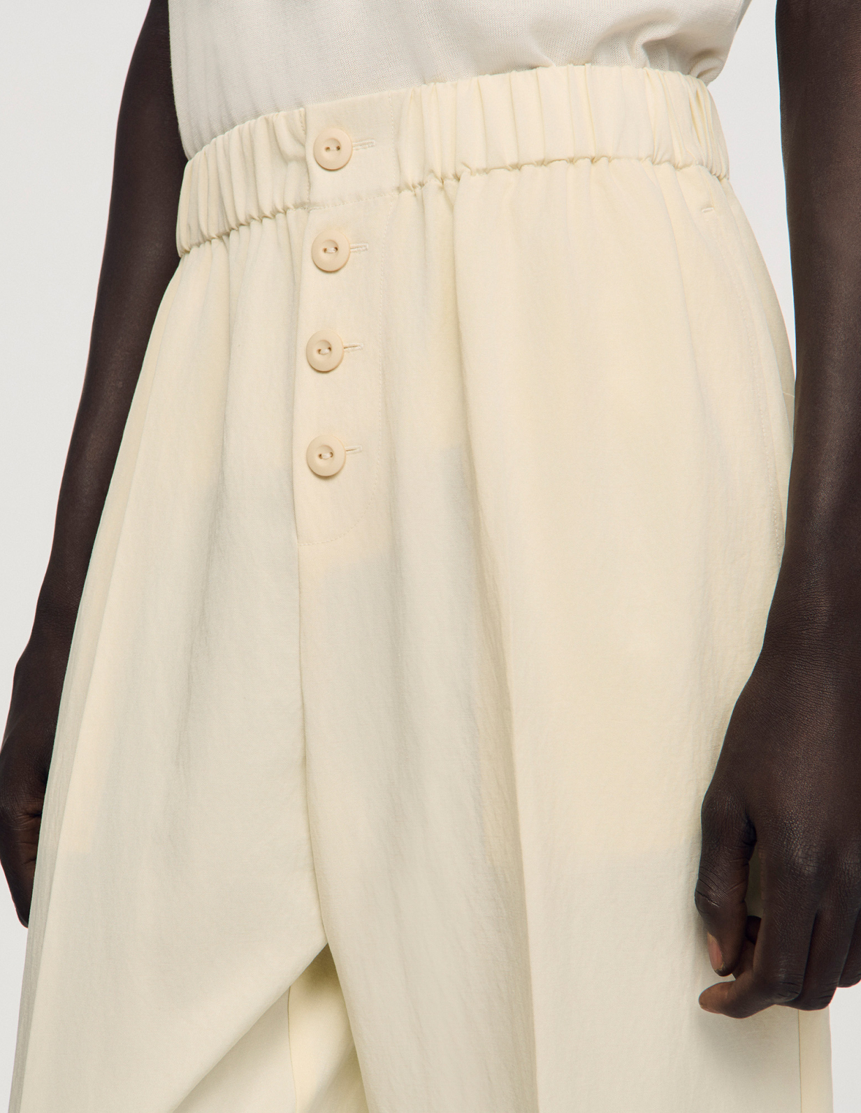 Чоловічі молочні брюки з еластичним поясом_3