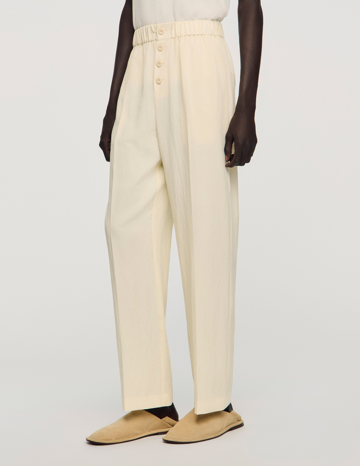 Чоловічі молочні брюки з еластичним поясом_4