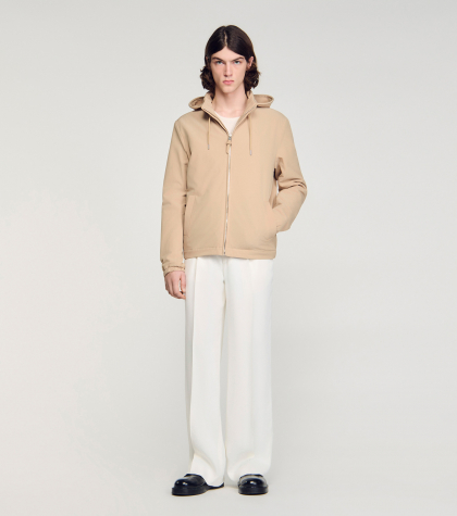 Мужская бежевая куртка с капюшоном