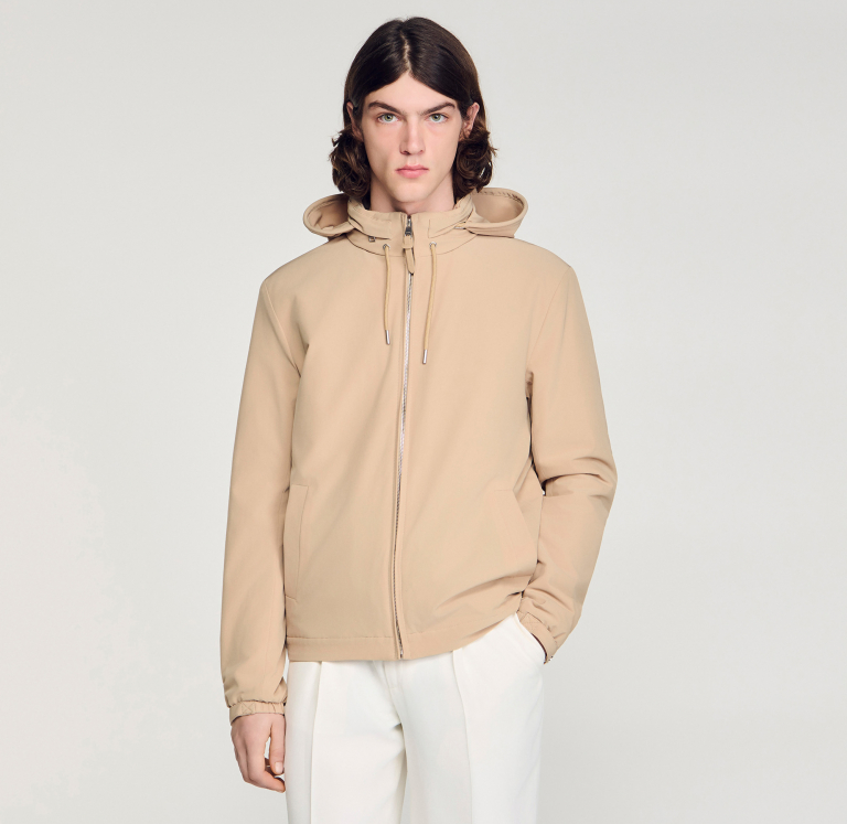 Мужская бежевая куртка с капюшоном