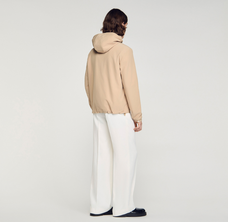 Мужская бежевая куртка с капюшоном