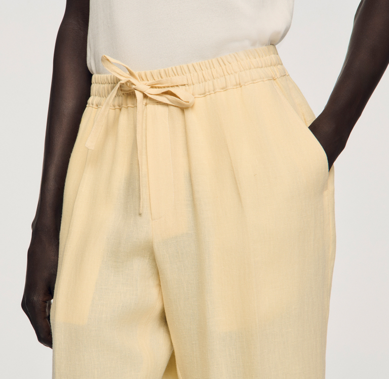 Чоловічі молочні льняні брюки