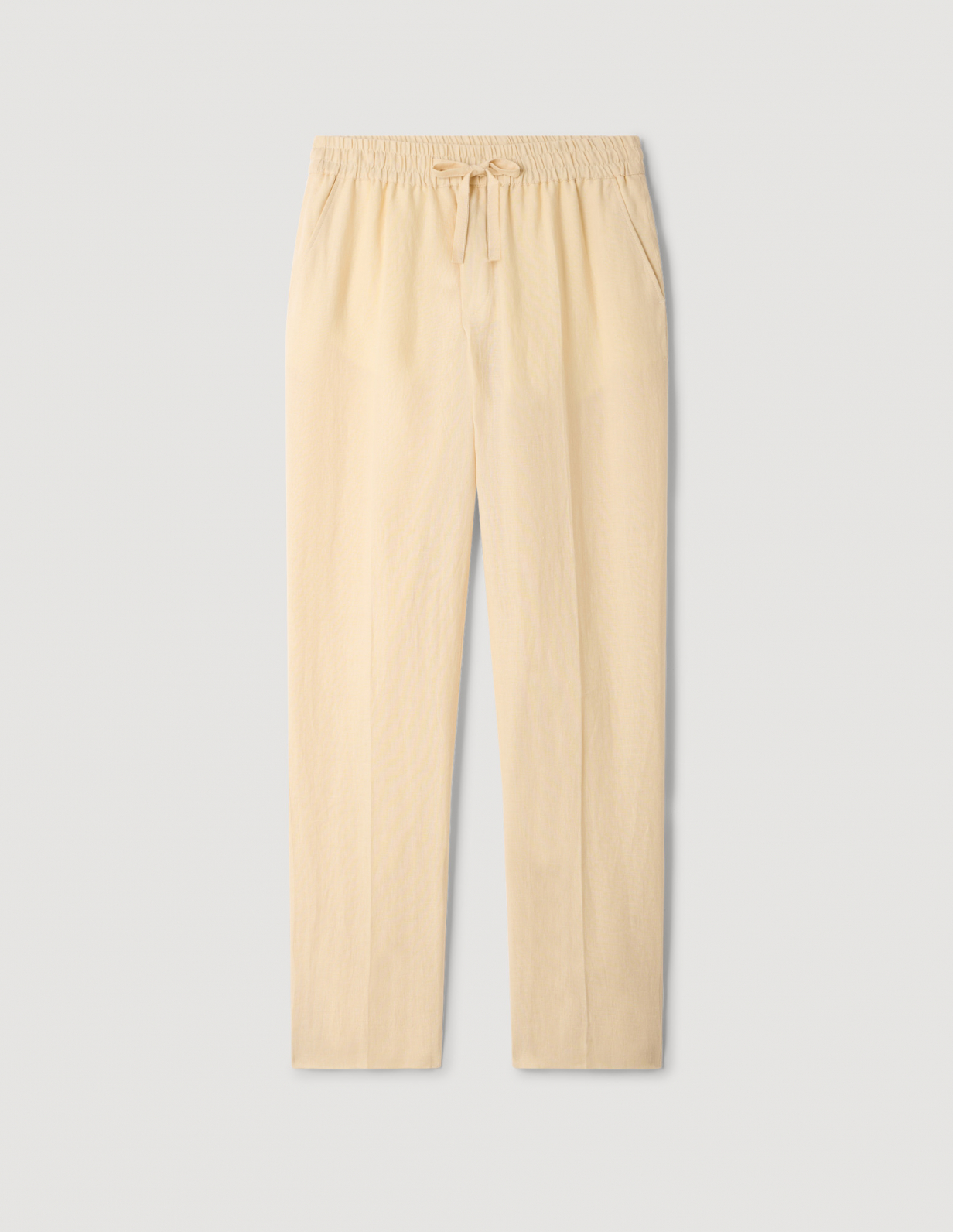 Чоловічі молочні льняні брюки_6