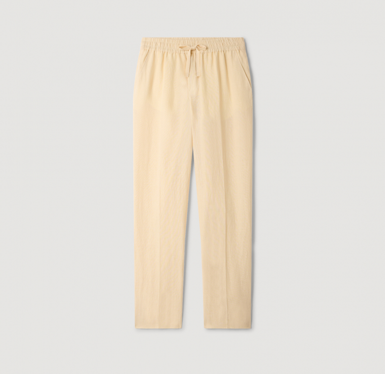 Чоловічі молочні льняні брюки