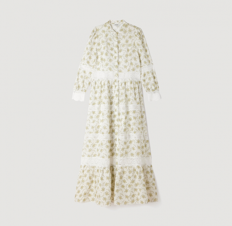 Женское платье с цветочным принтом и кружевом