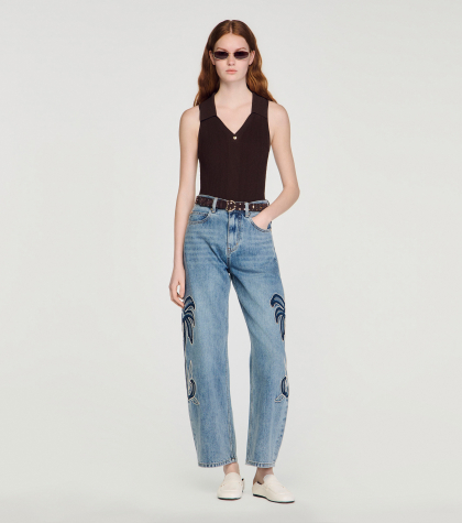 Женский коричневый вязаный боди