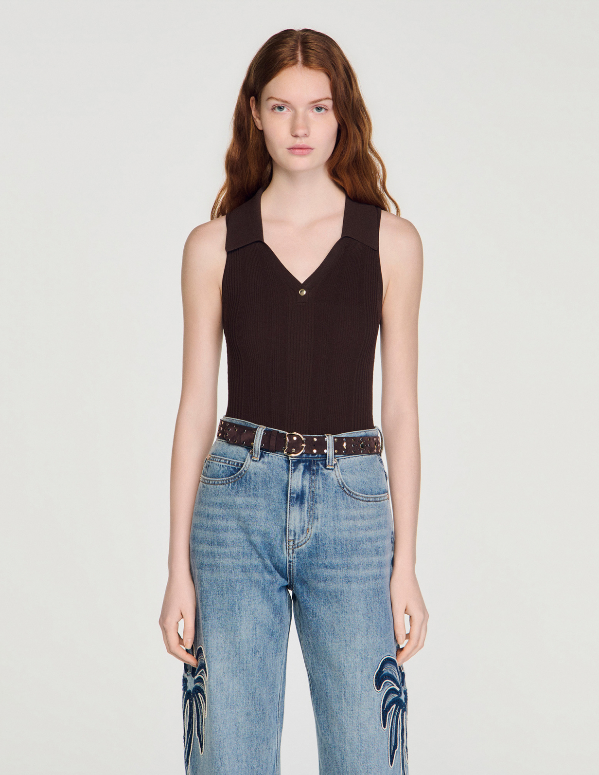 Жіночий коричневий в'язаний боді_4