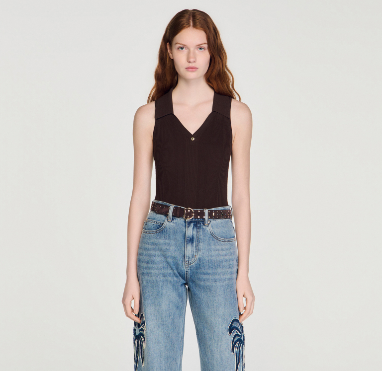 Жіночий коричневий в'язаний боді