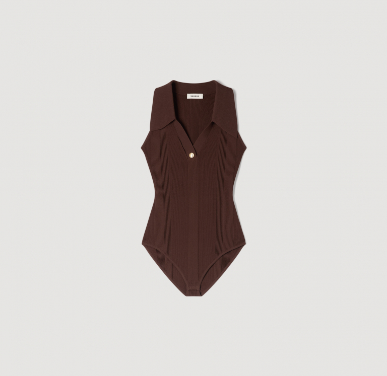 Жіночий коричневий в'язаний боді