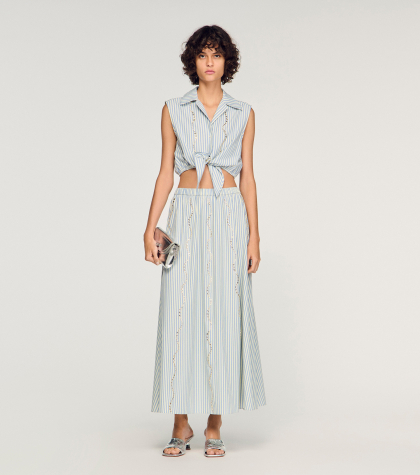 Жіноча смугаста спідниця зі стразами