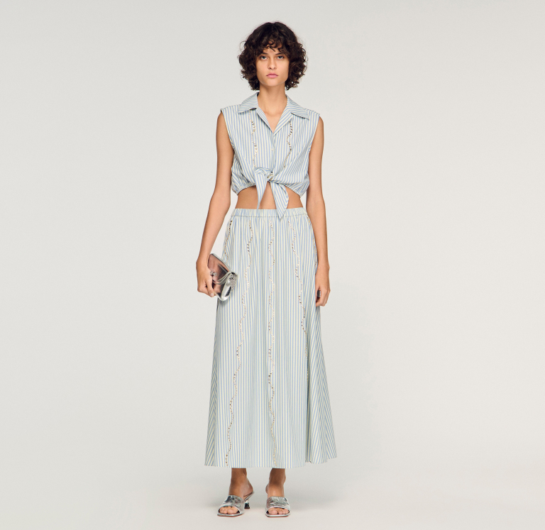 Жіноча смугаста спідниця зі стразами