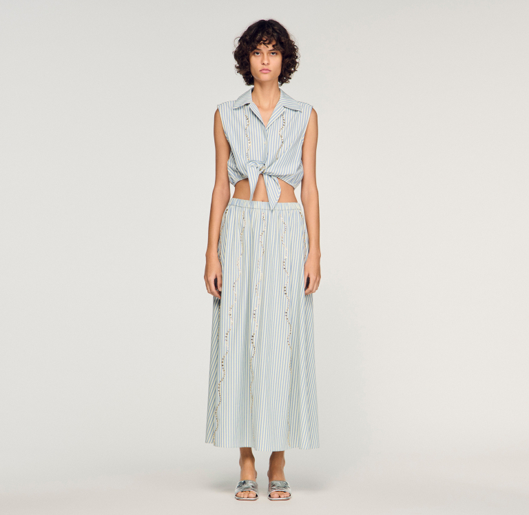 Жіноча смугаста спідниця зі стразами