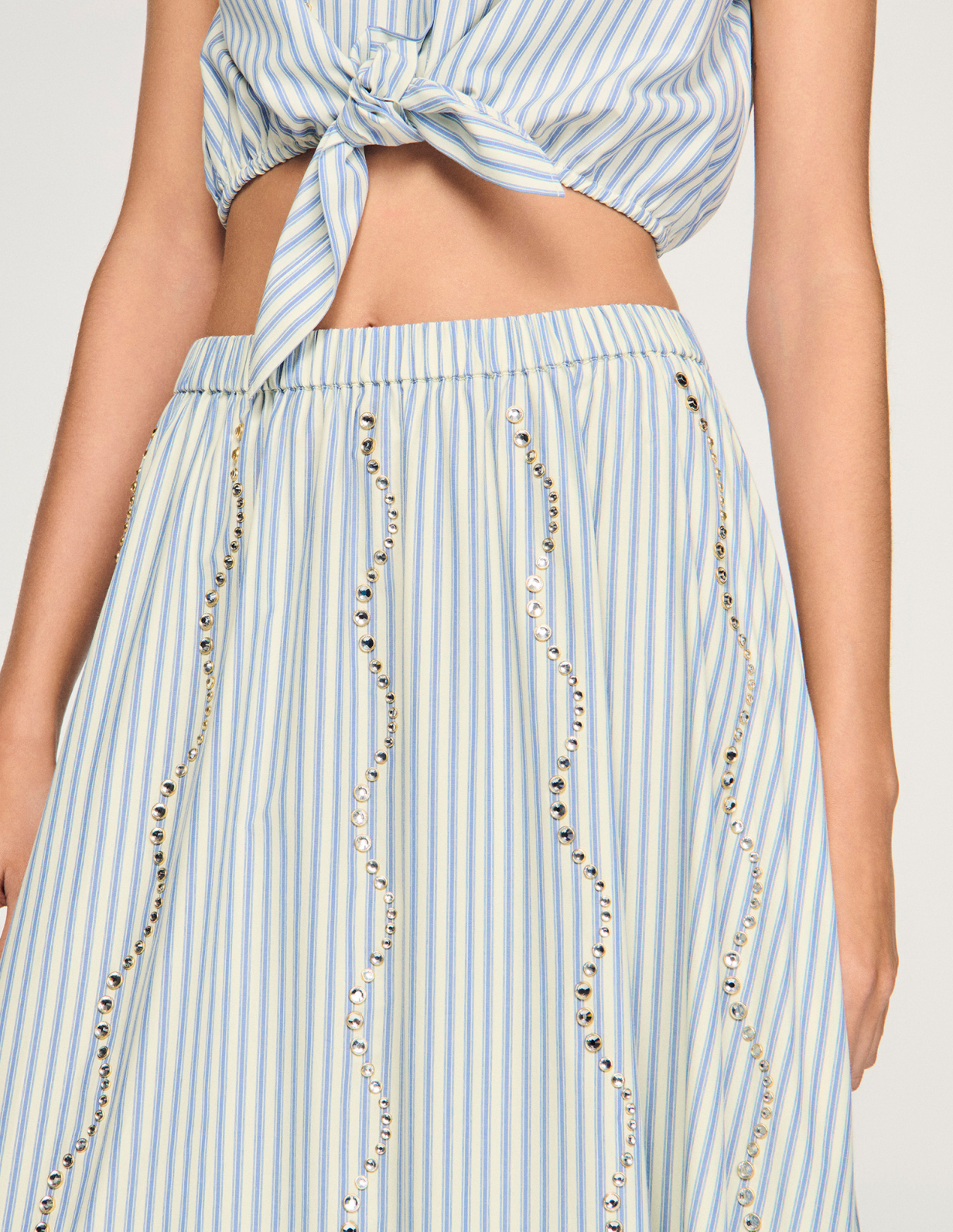 Жіноча смугаста спідниця зі стразами_3