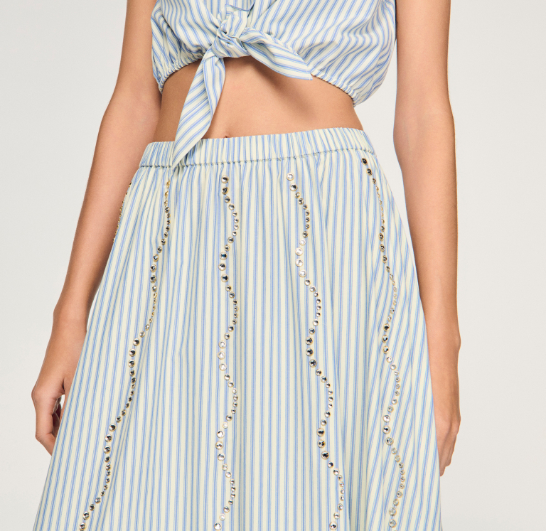 Жіноча смугаста спідниця зі стразами