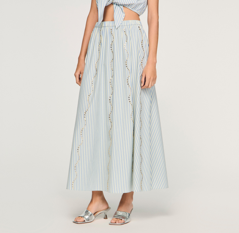 Жіноча смугаста спідниця зі стразами