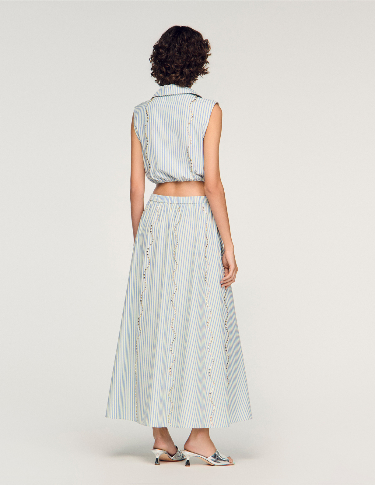 Жіноча смугаста спідниця зі стразами_5