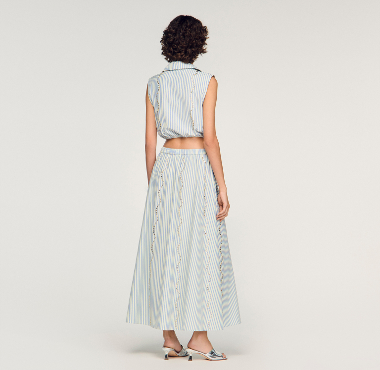 Жіноча смугаста спідниця зі стразами