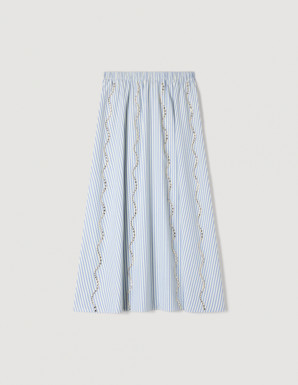 Жіноча смугаста спідниця зі стразами_6