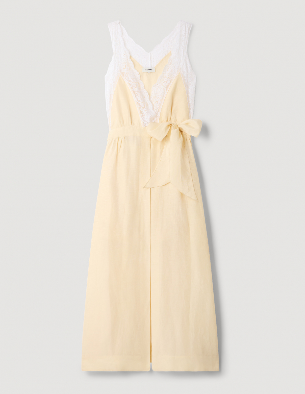 Жіноча молочна сукня з мереживним оздобленням_6