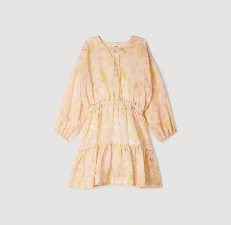 Женкое короткое платье с цветочным принтом