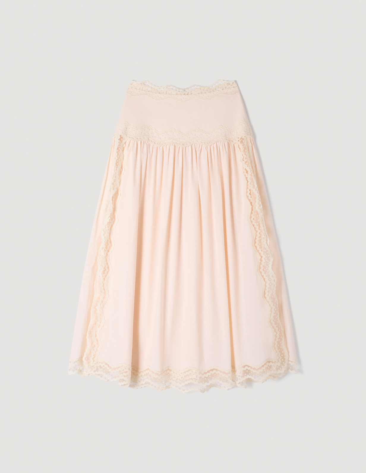Женская розовая юбка с кружевной отделкой_6