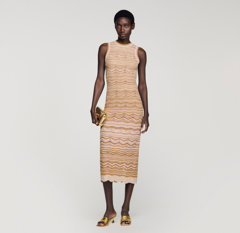 Женское платье ажурной вязки