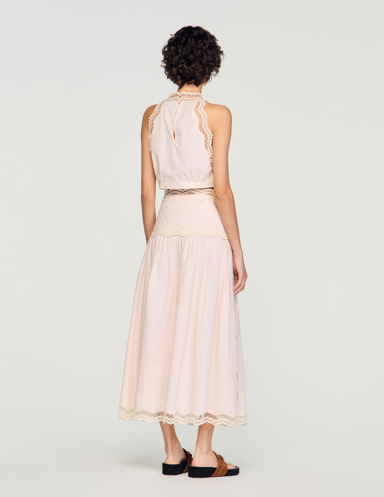 Жіночий рожевий топ з мереживним оздобленням_5