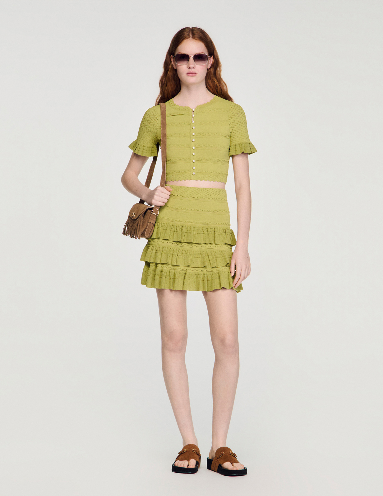 Жіноча в'язана спідниця з оборками_1