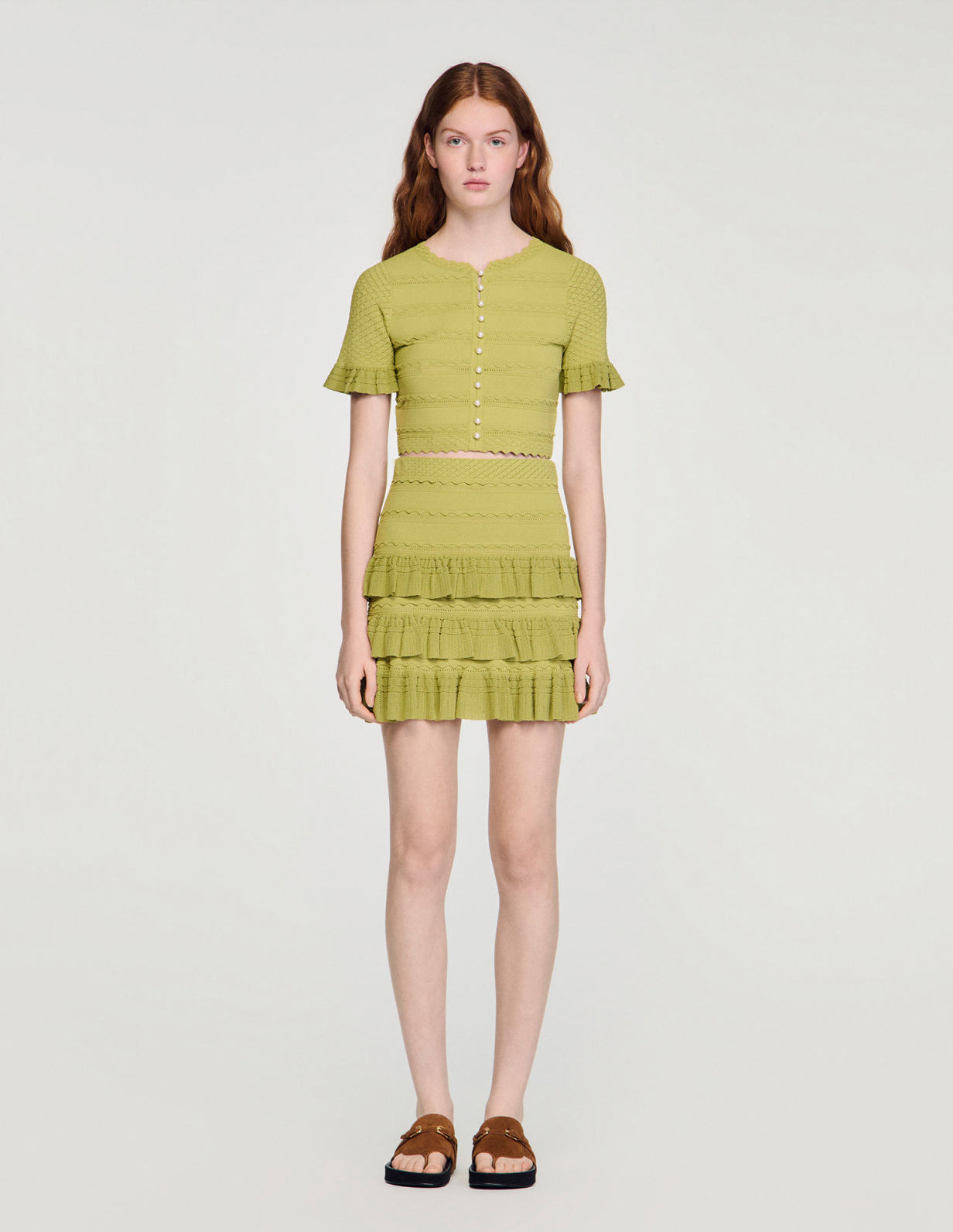 Жіноча в'язана спідниця з оборками_2