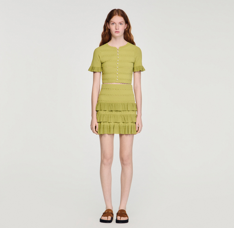 Жіноча в'язана спідниця з оборками