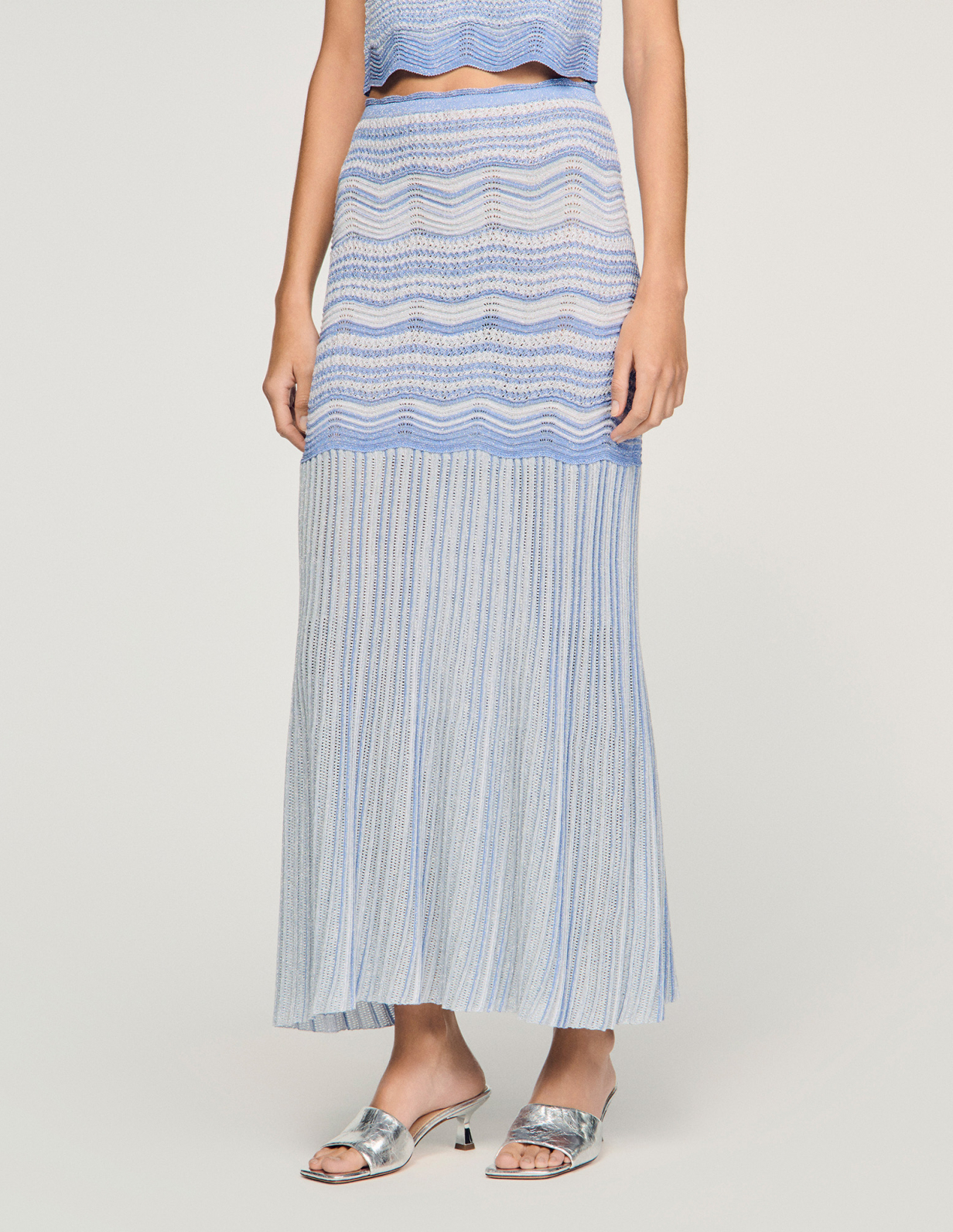 Жіноча в'язана спідниця з градієнтним візерунком_3