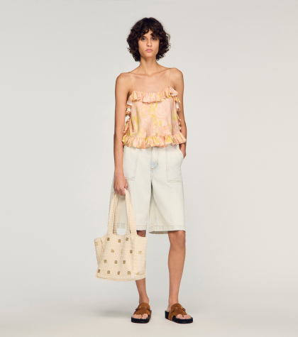 Женский укороченный топ с цветочным принтом