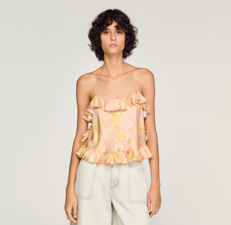 Женский укороченный топ с цветочным принтом