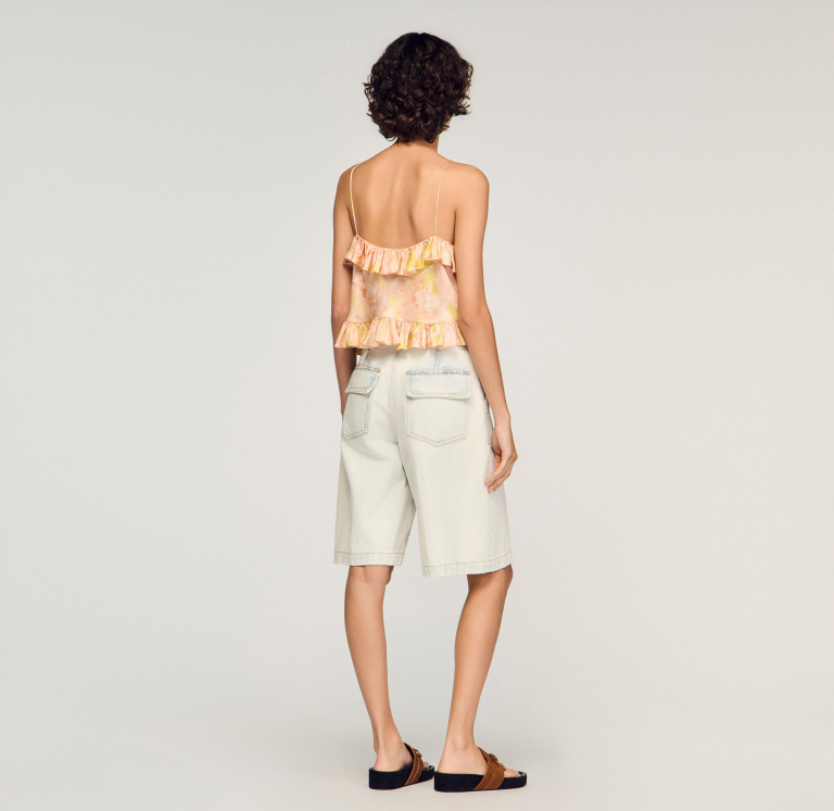 Женский укороченный топ с цветочным принтом