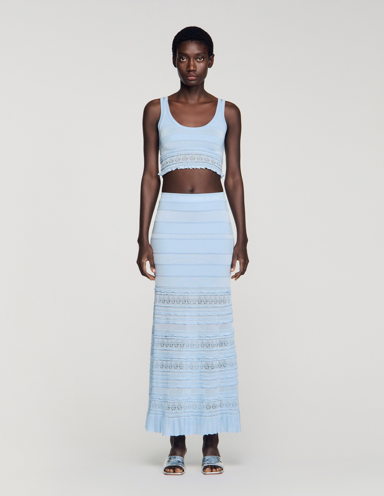 Жіночий блакитний топ з ажурної в'язки_2