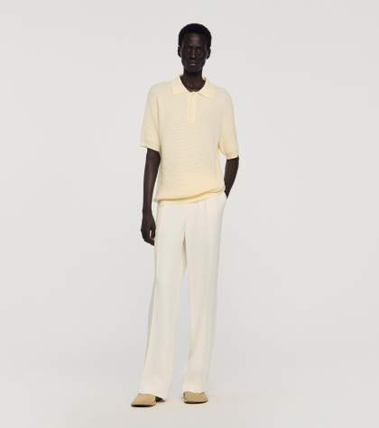 Чоловіче молочне поло з вафельною текстурою