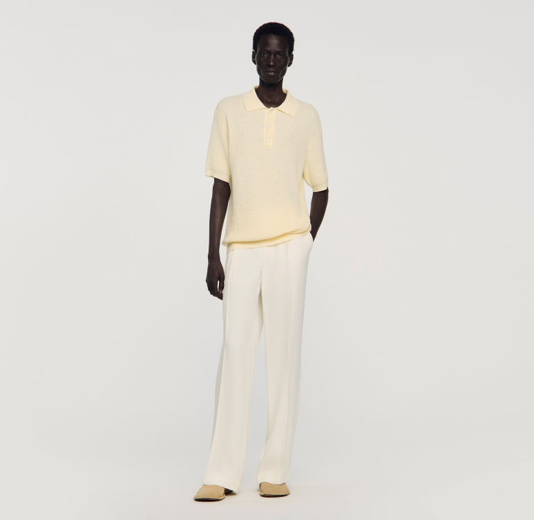 Чоловіче молочне поло з вафельною текстурою